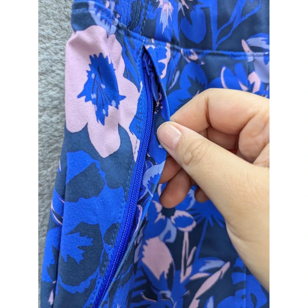 Tropical Floral PFG Fishing Shorts Womens Large Blue Hibiscus Performance Pocket